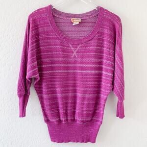 Mudd purple silver metallic dolman 3/4 quarter